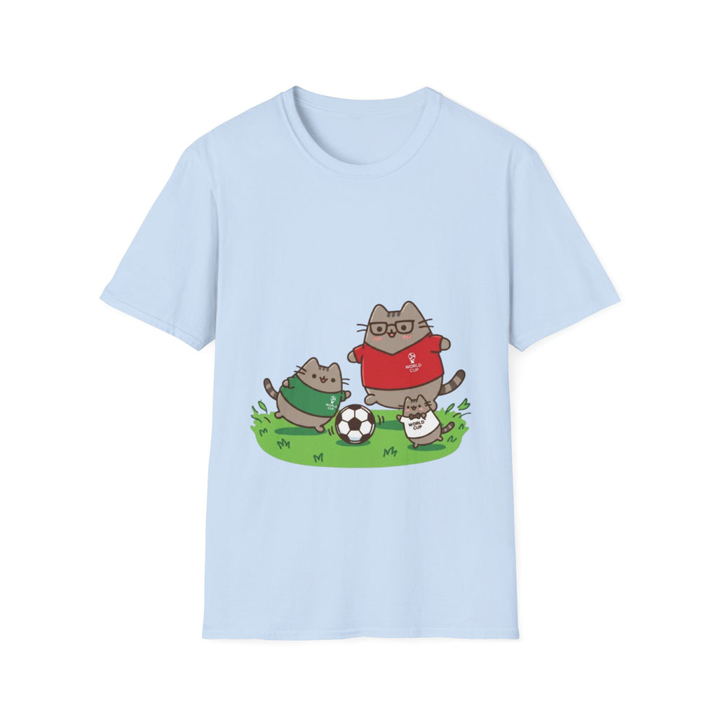 Cute Cartoon Cat Friends Playing Soccer Graphic Tee