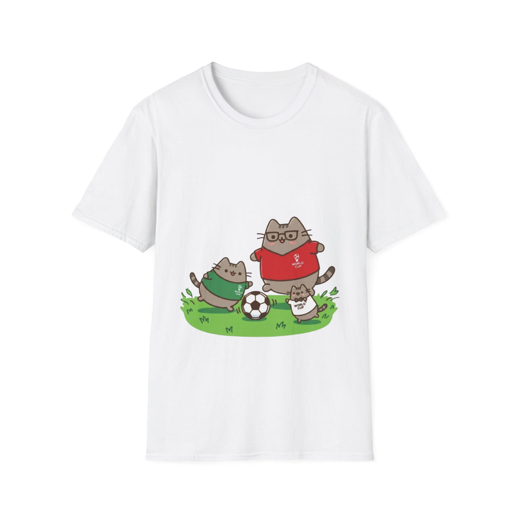 Cute Cartoon Cat Friends Playing Soccer Graphic Tee