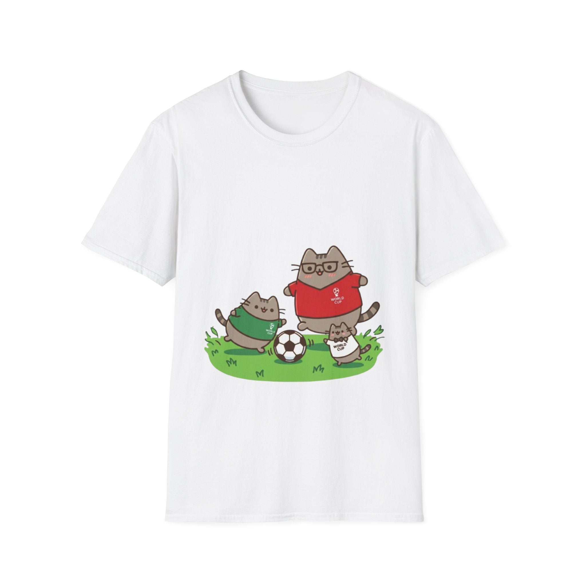 Cute Cartoon Cat Friends Playing Soccer Graphic Tee